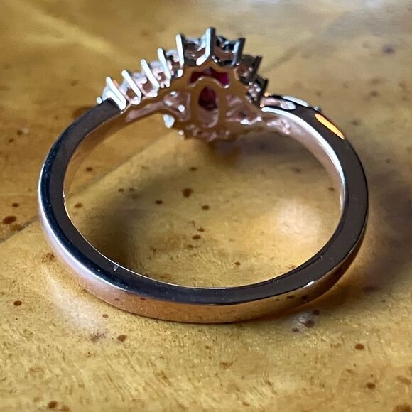 Anthill Garnet Sterling Silver Halo Ring Size 8 - Picture 4 of 8